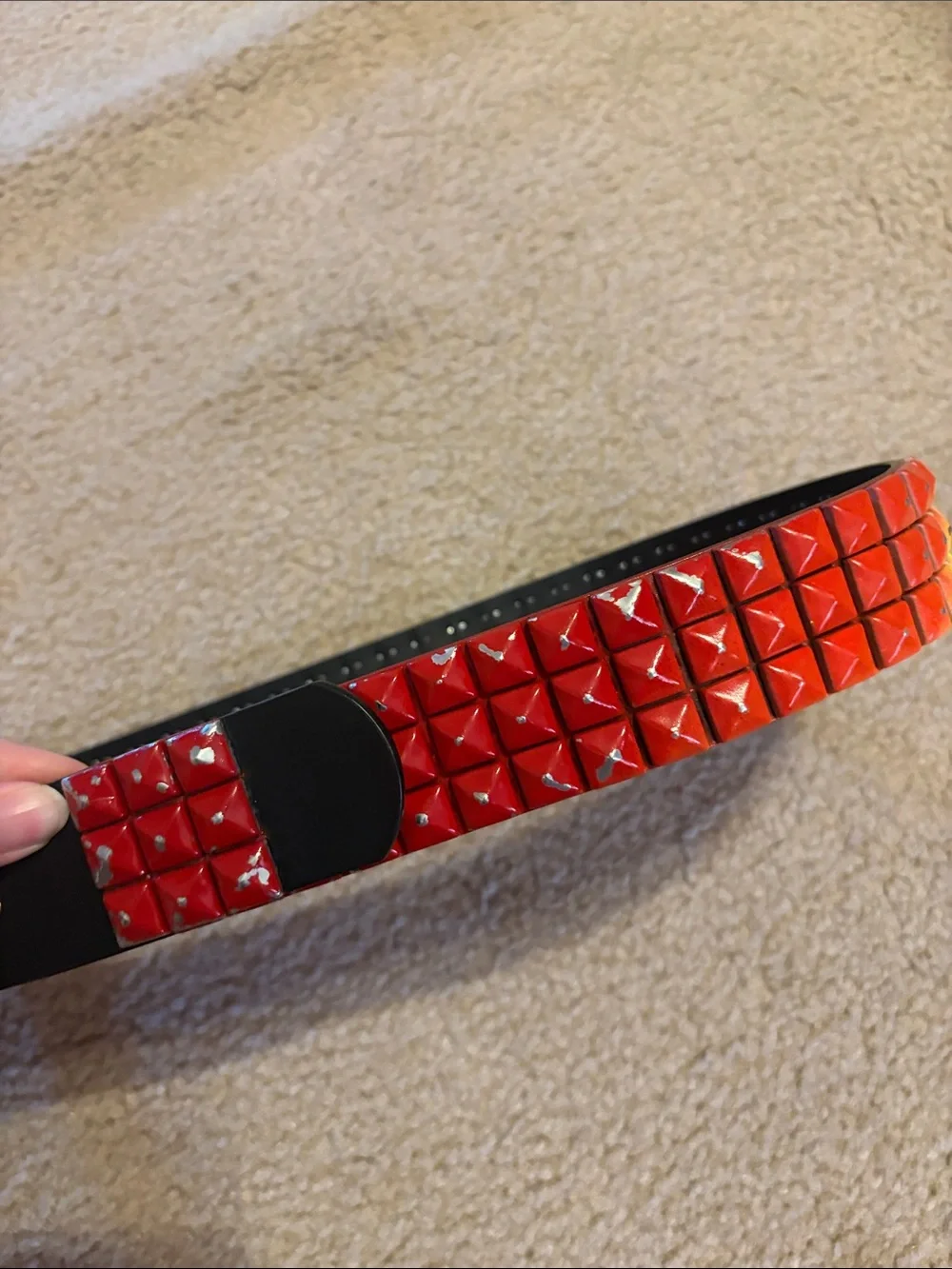Vintage Y2K Hot Topic Bonded Leather Pride Rainbow Studded Belt Sz 31